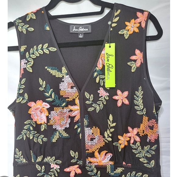 Sam Edelman Sleeveless Black Embroidery Mesh floral Whimsical Garden mini Dress - Picture 9 of 13